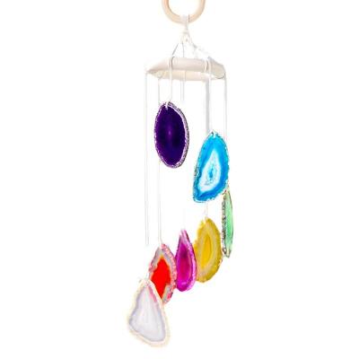 China Wholesale Natural Healing Gemstone 7 Colors Europe Crystal Agate Slices Wind Chimes Irregular For Home Decoration Gifts for sale