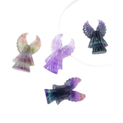 China Wholesale Natural Fengshui Home Decoration Crystal Fluorite Angle Wings For Gemstone Carving Healing Gift From Europe for sale