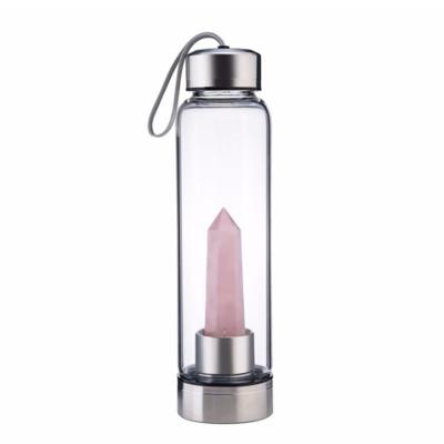 China Wholesale Natural Crystal Glass Water Bottles Rose Europe Gemstone Quartz Amethyst Healing Tower For Gift Decoration for sale