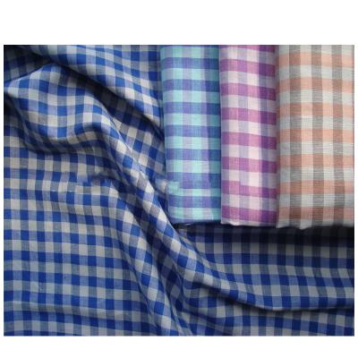 China Heat-Insulation Yarn Dyed Check Mens Cotton Shirt Linen Fabric for sale