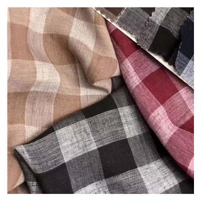 China Heat-insulation factory direct sale woven linen yarn dyed 100% linen check fabric for sale