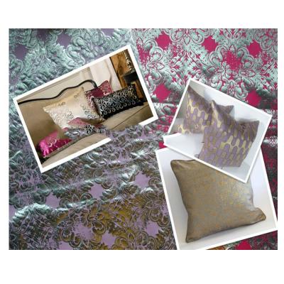 China Heat-insulation Linen Pure Linen Silver Gold Foil Cushion Linen Fabric for sale