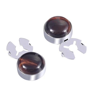 China OEM Viable Natural Tiger Eye Red Stone Silver Button Cover for sale