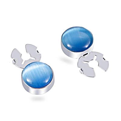 China Viable Blue Glitter Silver Opal Stone Button Cover For Unisex for sale