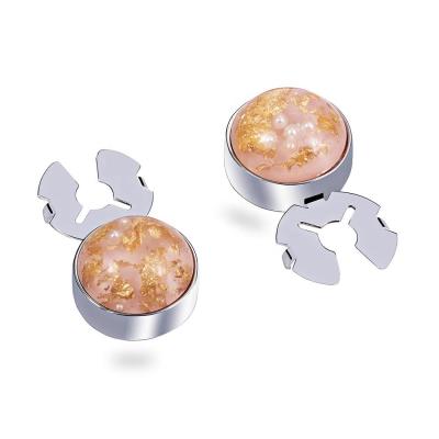 China OEM Viable Gold Jelly Pink Gemstone Button Cover For Unisex for sale