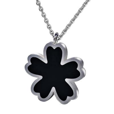 China Beautiful Brand New TRENDY Flower Black Shell Stainless Steel Lady Women Necklace for sale