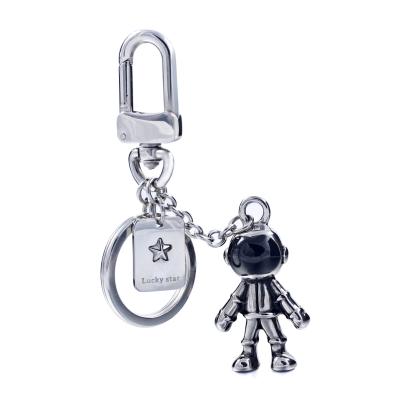 China New Star Astronaut Tag Dog Clasp Stainless Key Bag Key Chain Steel Charm Holder Bracket for sale