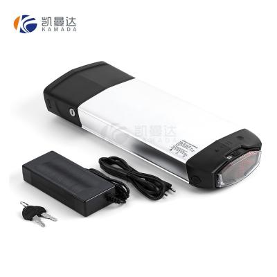 China Rear carrier electric bicycle battery 36 volt 10.4ah lithium ion battery for electric bike 420*150*68mm for sale