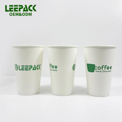 China Wholesale Disposable Logo Printed 8oz 12oz 16oz Disposable White Single Wall Paper Cup for Drinks for sale