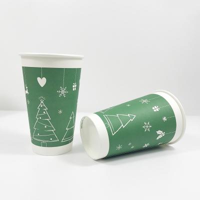 China LEEPACK Christmas Biodegradable Single Wall Custom Printed Paper Cup for Cold Drinks for sale