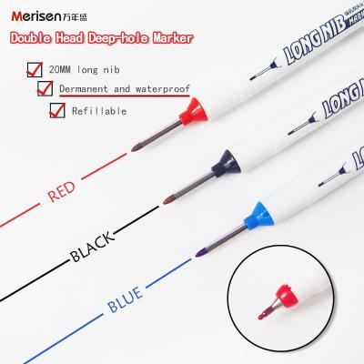 China Multi-purpose deep hole and fine tips waterproof quick dry permanent dual nib marker pen for house decoration W-128 for sale