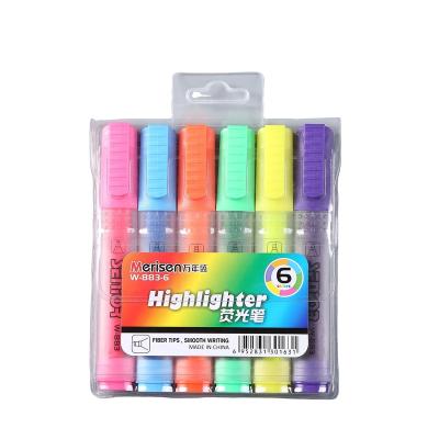 China Office & School Markers 6Colors Highlighter Pen Highlighter Pen Set for School and Office Axe Tip Highlighter Marker Pen for sale