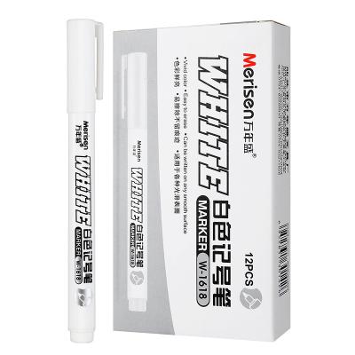 China White Markers Waterproof White Marker Pen for Schools and Offices Fibre Nib White Markers for Multiple Surfaces W-1618 for sale