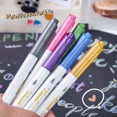 China Custom Brush Soft Head Metallic Paint Marker Pen for  Coloring Books Scrapbook Photo Album Black Paper ML-801 for sale