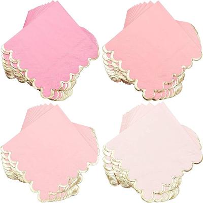 China Wholesale Disposable Party Wedding Birthday Party Pink and Gold Foil Paper Napkins Metallic Aluminum Foil for sale