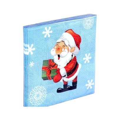 China Customized Traditional Christmas Paper Towels Napkins Napkins Virgin Pulp Disposable Napkin Santa Claus for sale