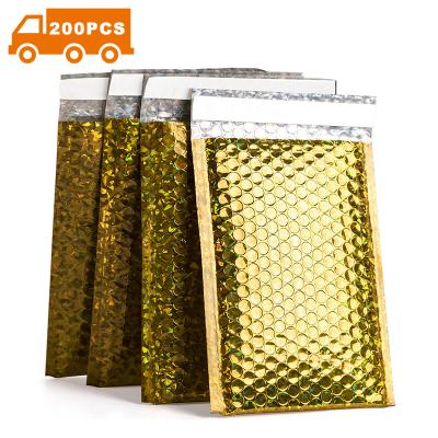 China Custom Gold Holographic Bubble Mailer 6x10 Metallic Packaging Jewelry Padded for sale