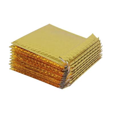 China Custom Size Logo Printed Bubble Mailer Waterproof Gold Metallic Polymailers Padded for sale