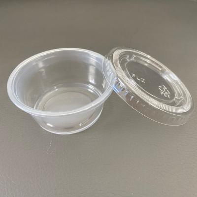 China 2 oz / 50ml Disposable Clear Plastic PP Dressing Salad Packing Mini Party Bowl With Clear PET Lid for sale