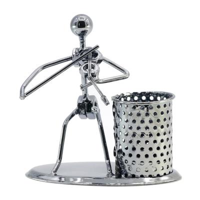 China Europe Metal Craft High Antique Music Man Gifts Home Decor Personality Pen Holder C7 for sale