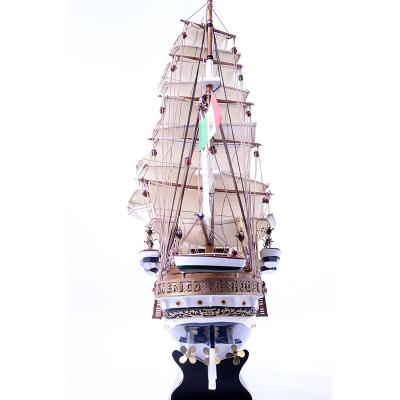 China New Europe to Large Hand Decorated Wooden Sailboat PTW002 203*40*148 cm Wooden Model for sale