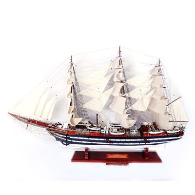 China Large size wooden handmade sailboat PTW006 Europe decoration length 135cm classic antique model for sale