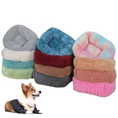 China Manufacturer Waterproof Colorful Fur Dog Bed Amazon Cat Cushion Bed Mat House Small Dog Bed For Autumn Winter for sale