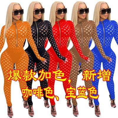 China Other New Autumn Ladies Dress Sexy Tight-Fitting Fashion Torn Two-piece Solid Color Suit Women's Clothing for sale