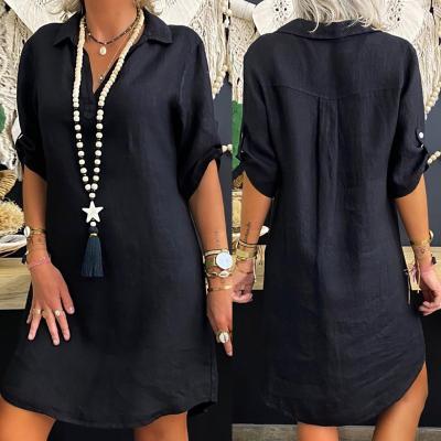 China Wholesale Washable Fashion Plus Size Ladies Shirt Dress Girls Customized Canvas Mini Casual Women's Dresses for sale