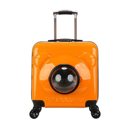 China Breathable Pet Trolley Bags Portable Small Dog Air Box Travel Breathable Cat Cage Luxury for sale