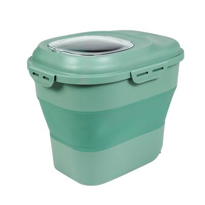 China Viable Collapsible Pet Food Storage Barrel Sealed Fresh-Keep Moisture-Proof Convenient Cat Food Dog Food Storage Tub Storage Box for sale