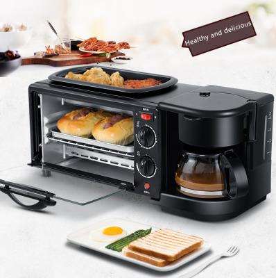 China Hotel Multi Function Coffee Maker Mini Oven Household Bread Pizza Oven 3 Stove In 1 Breakfast Machines for sale