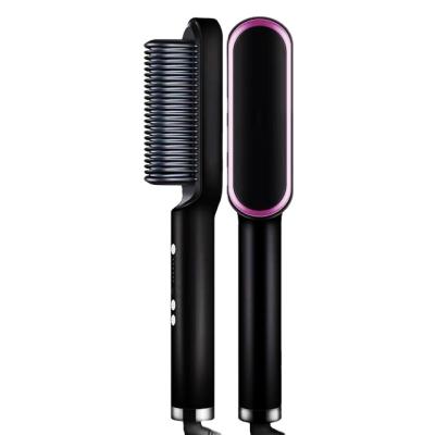 China Hotel Hair Brush Hot Air Pick Flat Ceramic Comb One Step Hair Dryer Electric Fast Hair Straightener Brush for sale