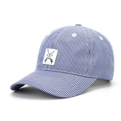 China COMMON OEM Factory 6 Panel Stripe Canvas Dad Hat Custom Adjustable Soft Baseball Hat for sale