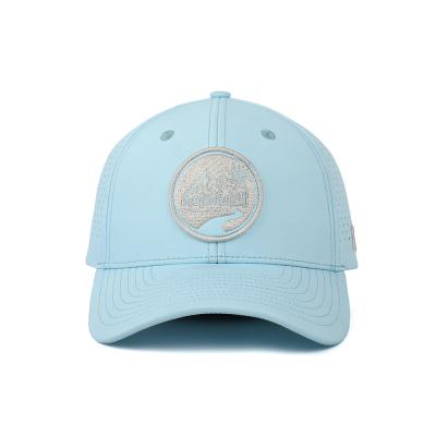 China JOINT Wholesale Custom High Quality 3D Embroider Logo 6 Panel Baseball Cap Laser Cut Hole Perforated Quick Dry Fit Nylon Dad Hat for sale