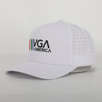 China JOINT wholesale custom made men's high quality 5 panel white laser cut hole sport baseball cap perforated waterproof hat for sale