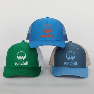 China JOINT OEM Custom Design Richardson Style Premium High Quality 6 Panel Embroidered Logo Mesh Snap Back Brand Gorras Trucker Hat Cap 112 for sale