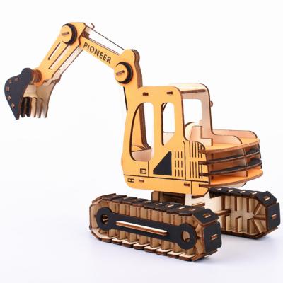 China Eco-friendly Laser Cutting Fun Education Intellectual Excavator Puzzle Model Toy For Children for sale