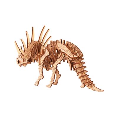 China Eco - Friendly Laser Cutting Amazon Hot Selling Dinosaur Animal Collected Wooden Puzzle for sale