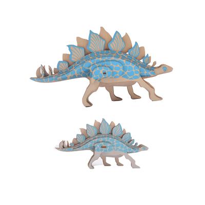 China Eco-friendly diy clay dinosaur wooden puzzles for toddlers kids lazer cutting for sale