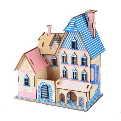 China Eco-friendly laser cut three-dimensional hand-assembled puzzle toy for house building model for sale