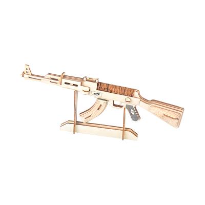 China Hand wooden diy gun puzzle DIY AK47 simulation TOY 3D kit model children's toys for sale