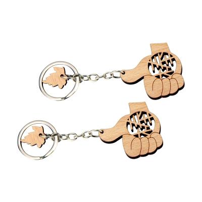 China Promotion Gift Custom Craft Key Ring Holder Wood Carving Keychain UV Printing Stainless Steel for sale