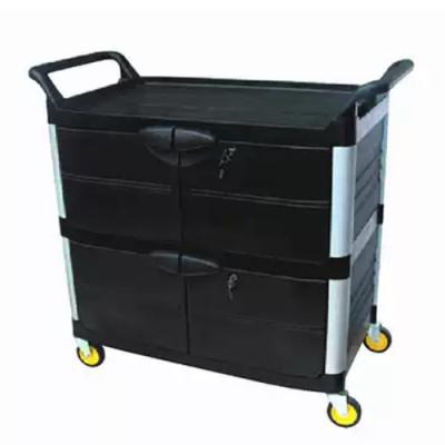 China Sustainable Black Gray Mobile Hotel Utility Carts Food Service Cart With Panels for sale