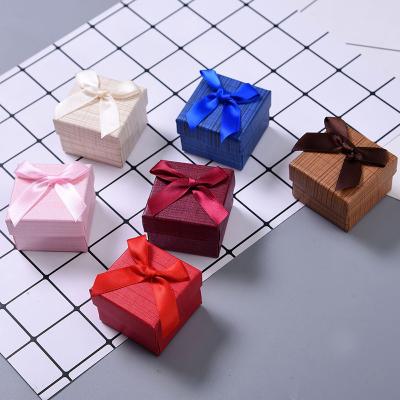 China Wholesale Ring Earring Box Cheap Jewelry Gift Box Cubic Elelgent Pink Bowknot Jewelry Box With Bow for sale