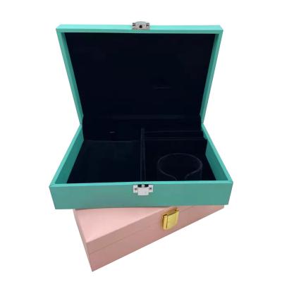 China Suppliers High Quality Elelgent Jewelery Storage Box Pink Jewelery Packaging Box With Metal Lock for sale