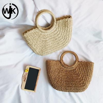 China Guangzhou Straw Bag Fashion High Quality Eco-friendly Brown Paper Handwoven Bag Customize Straw Handbags for sale