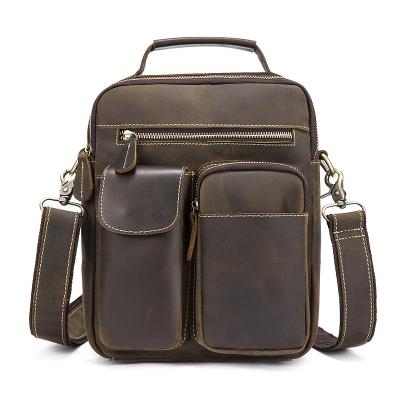 China Wholesale price men's sling horse bag vintage leather men's crazy factory waterproof leather bags single shoulder bag men for sale