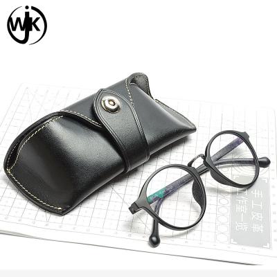 China Durable and Superior Fashionable Custom Glasses Box Triangle Glass Case Package Eye Glasses Genuine Leather Handmade Case for sale