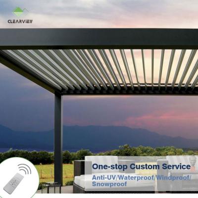 China Easily Assembled Waterproof Automated Clearview Pergola Louvered Roof Motorized Aluminum Pergola for sale